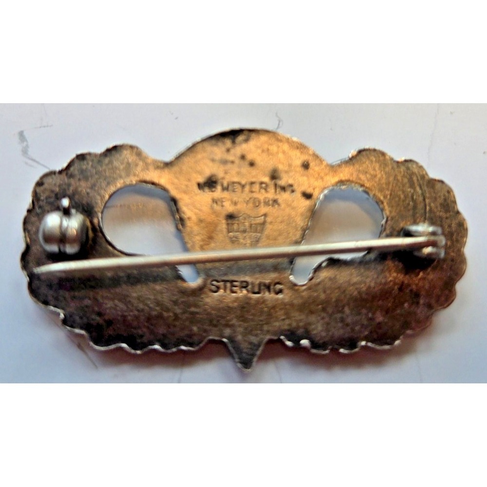Army Airborne Paratrooper Jump Wings Badge Sterling pin-back Meyers NY Stamped - Picture 4 of 4